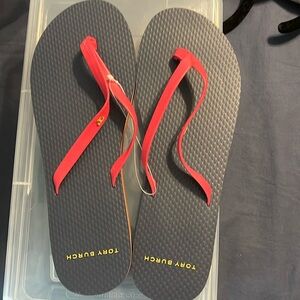 NWOT Tory Burch Pink & Navy Flip Flops 8